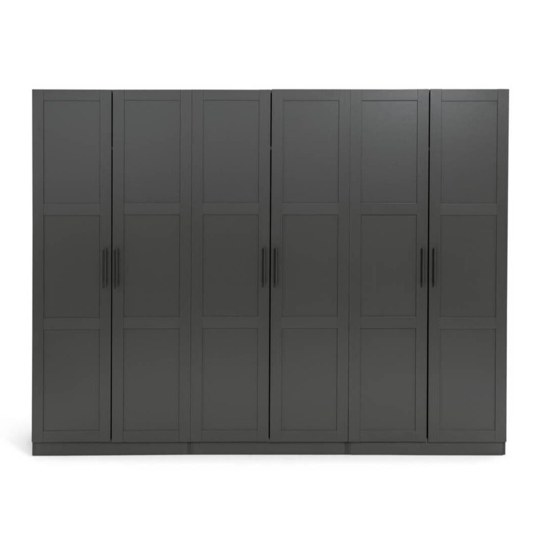 Contemporary 6 Door Closet - Charcoal