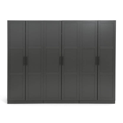 Contemporary 6 Door Closet - Charcoal