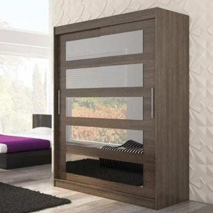 Magnus 2-Door Mirrored Sliding Wardrobe 150cm - Brown, Truffle Oak or Sonoma Oak