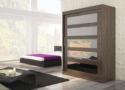 Magnus 2-Door Mirrored Sliding Wardrobe 150cm - Brown, Truffle Oak or Sonoma Oak