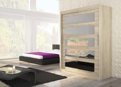 Magnus 2-Door Mirrored Sliding Wardrobe 150cm - Brown, Truffle Oak or Sonoma Oak