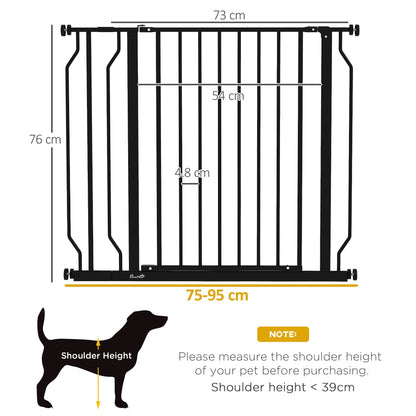 PawHut Wide Dog Baby Safety Gate, with Door Pressure, for Doorways, Hallways, Staircases - Black