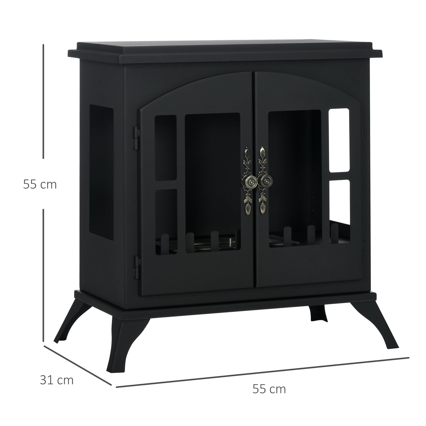 HOMCOM Bioethanol Stove Freestanding Medium-Large 3H Burning Stainless Steel Flame Snuffer for Living Room Black