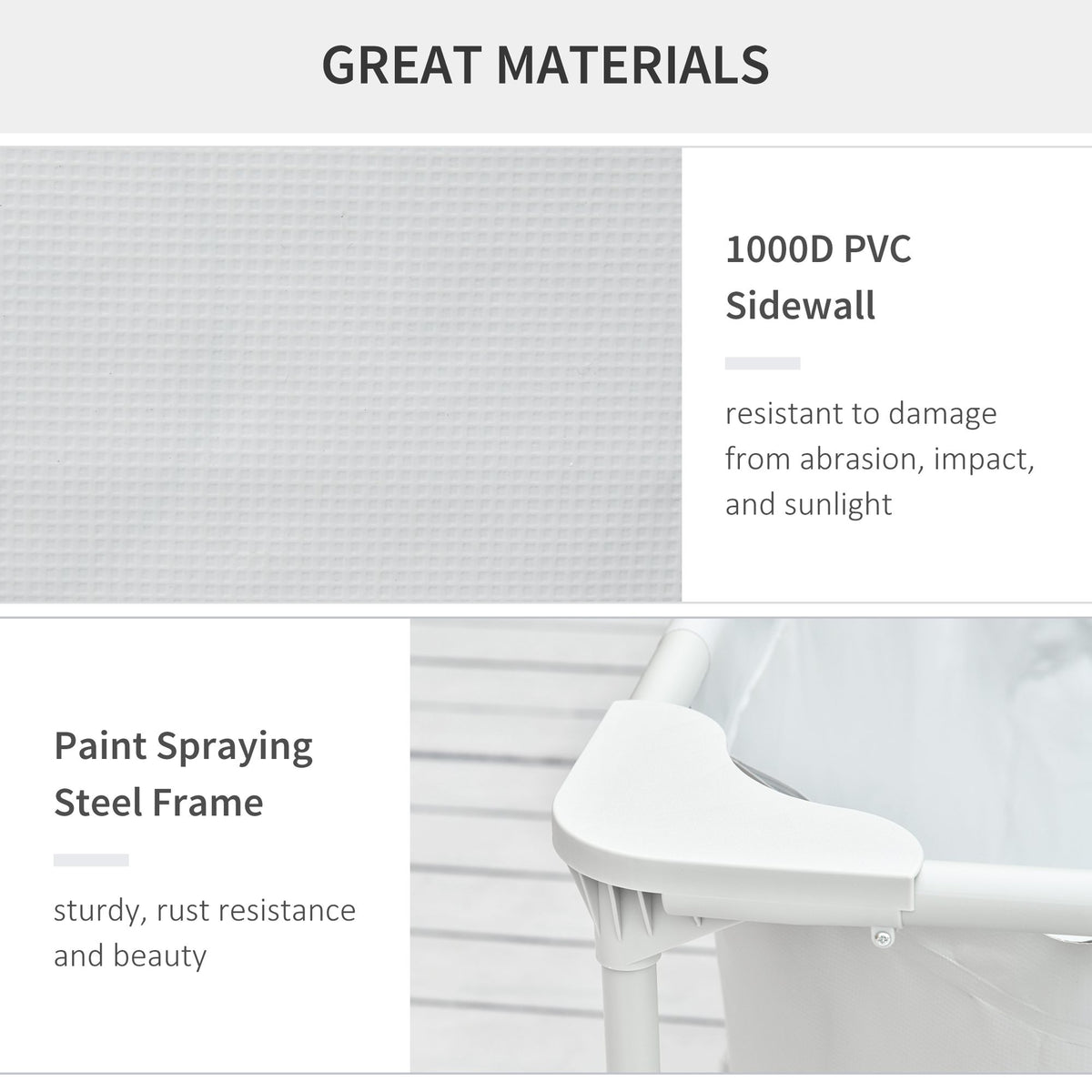 Outsunny Steel Frame Pool with Filter Pump, Filter Cartridge, Rust Resistant Above Ground Swimming Pool, Grey