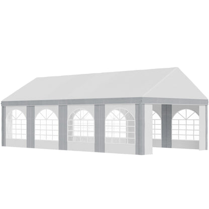 8 x 4m Galvanised Party Tent, Marquee Gazebo with Sides, Eight Windows and Double Doors, for Parties, Wedding and Events