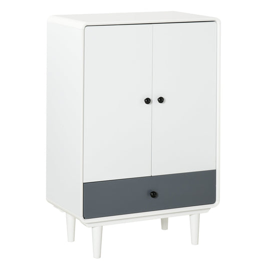 HOMCOM Modern Cabinet Storage, with Doors & Drawer, for Bedroom, Living Room Ð White & Grey