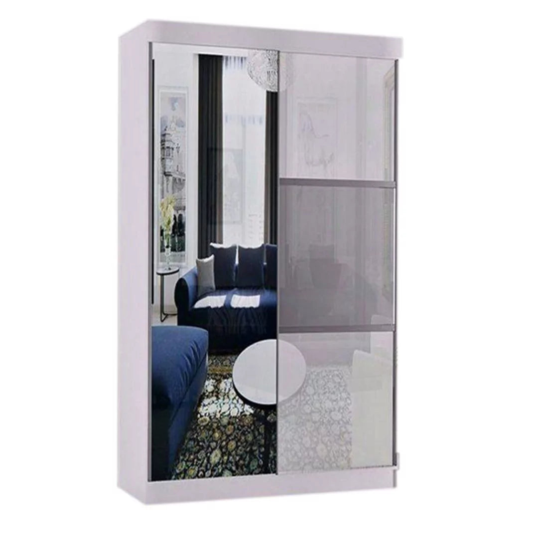 Manhattan White High Gloss Sliding Door Wardrobe - 120cm,150cm and 200cm