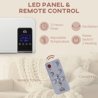 HOMCOM 2000W Wall-Mounted Heater, 18-45Â°C Temperature, White