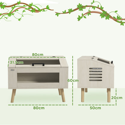 PawHut 111L Vivarium للثعابين والسحالي والضفادع ذات القرون والحرباء والهامستر والجربوع مع نوافذ من الزجاج المقسى