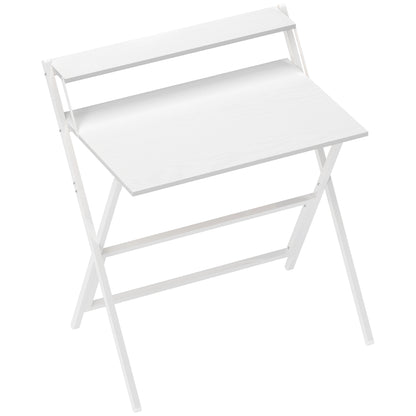 HOMCOM 81.5 cm Folding Computer Desk with Monitor Shelf - White