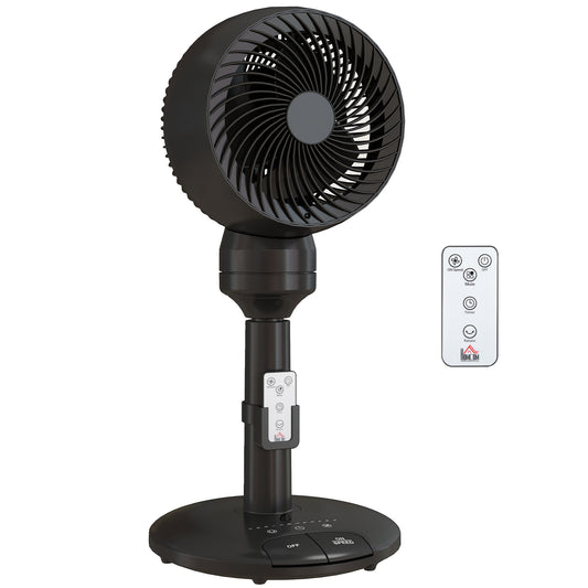 HOMCOM Air Circulator Fan Pedestal Cooling Fan with 3 Speed 3 Mode and Remote Control, 9 Inch, Black