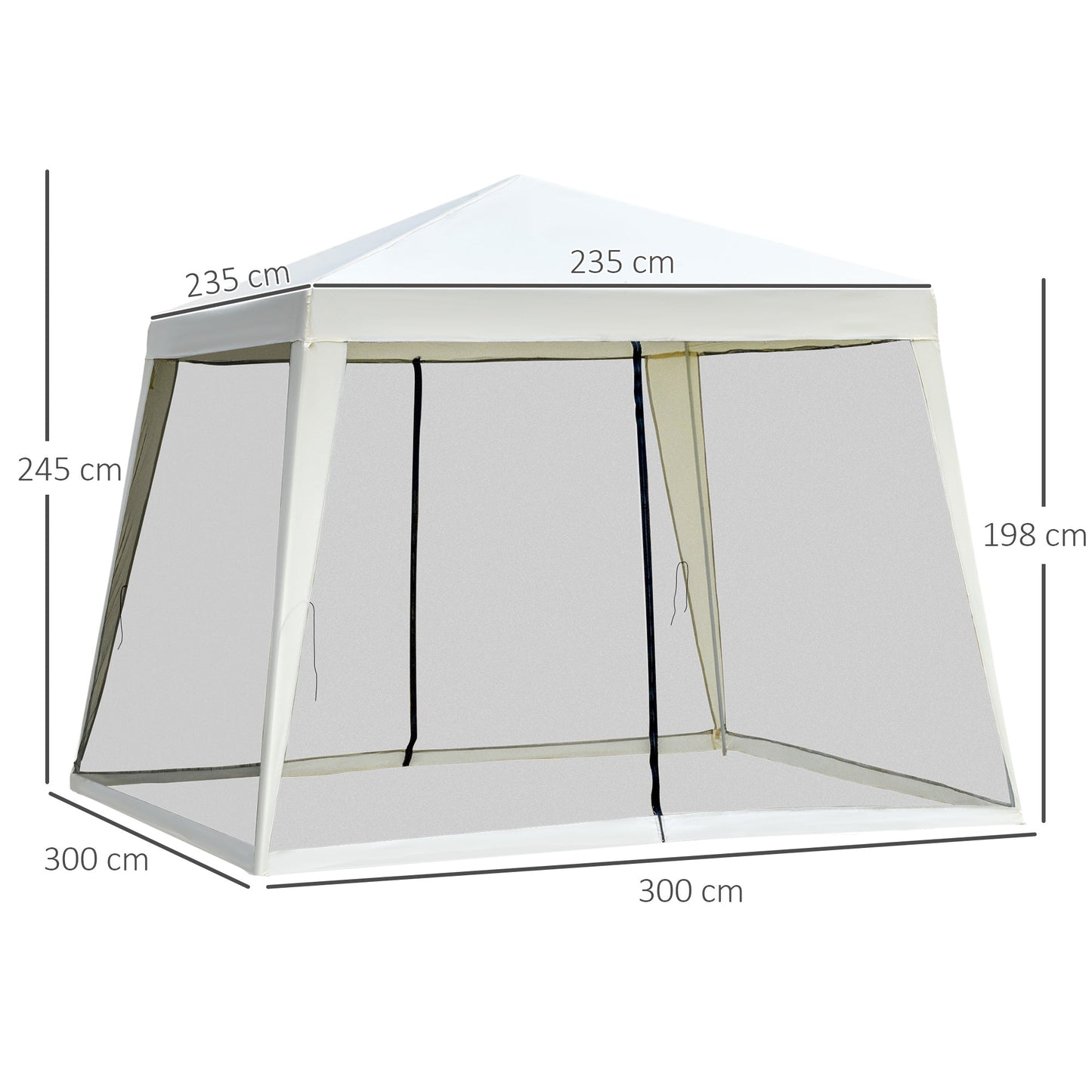 Outsunny 3 x 3 meter Outdoor Gazebo Garden Canopy Tent Sun Shade Event Shelter with Mesh Screen Side Walls, White