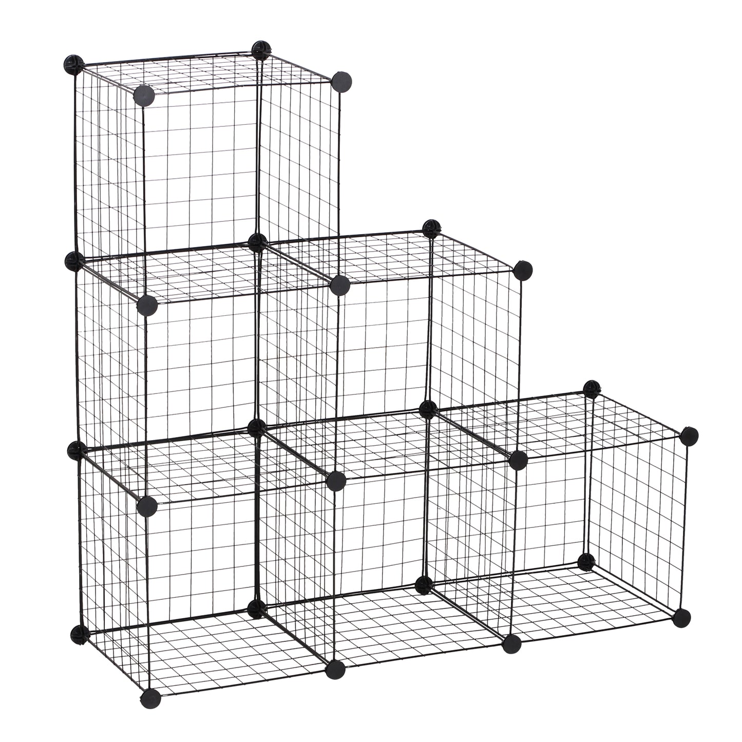 HOMCOM DIY 6 Cube Metal Wire Rack خزانة تخزين متشابكة لغرفة المعيشة منظم رفوف العرض باللون الأسود