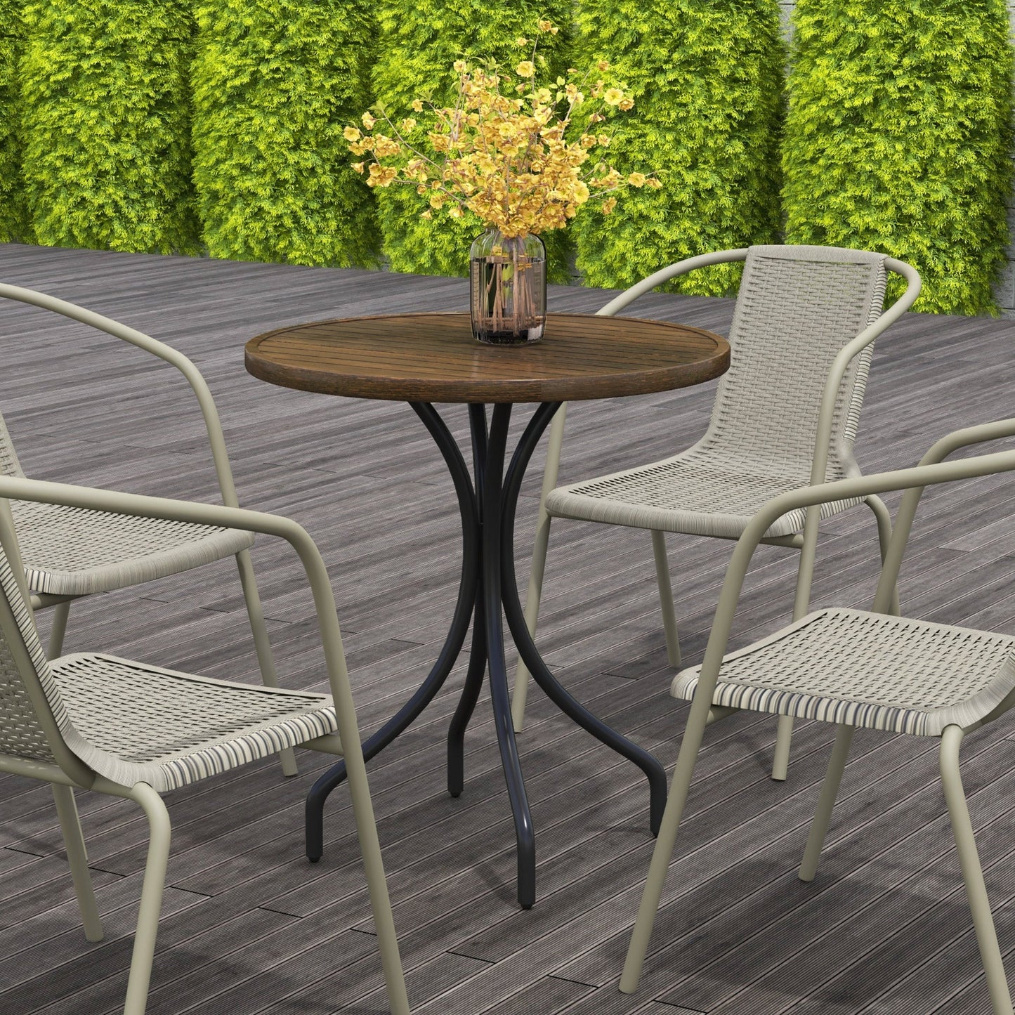 Outsunny 66cm Galvanised Steel Garden Table - Brown