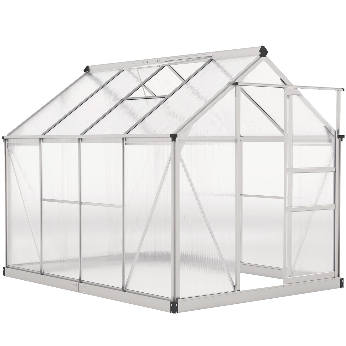 Outsunny 6 x 8ft Walk-In Greenhouse, with Sliding Door - Clear