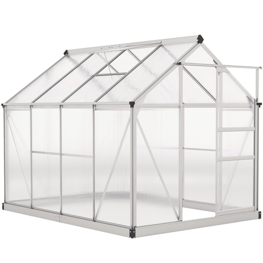 Outsunny 6 x 8ft Walk-In Greenhouse, with Sliding Door - Clear