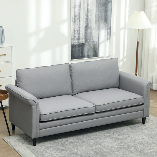 HOMCOM 3 Seater Sofa, Modern Fabric Sofa Couch with Spring Cushion, Rubber Wood Legs, 191cm Upholstered Settee for Living Room, Bedroom, Home Office, Guest Room, Grey