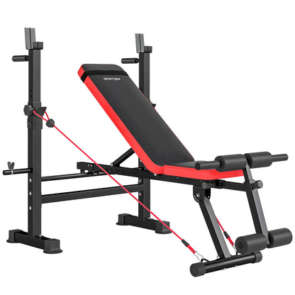SPORTNOW Adjustable Weight Bench with Squat Rack and Dip Stand