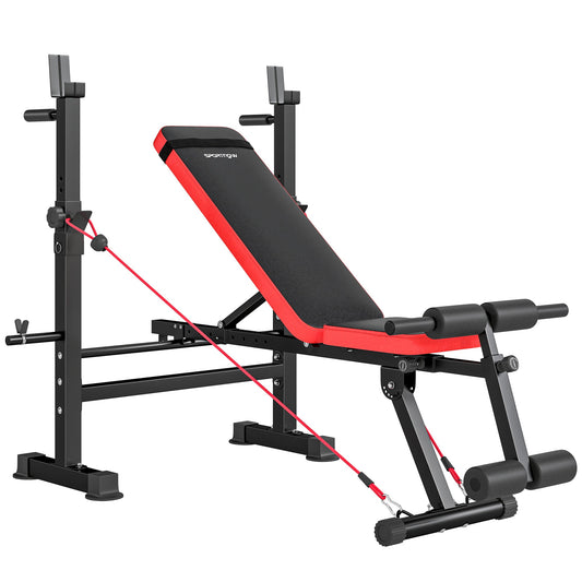 SPORTNOW Adjustable Weight Bench with Squat Rack and Dip Stand