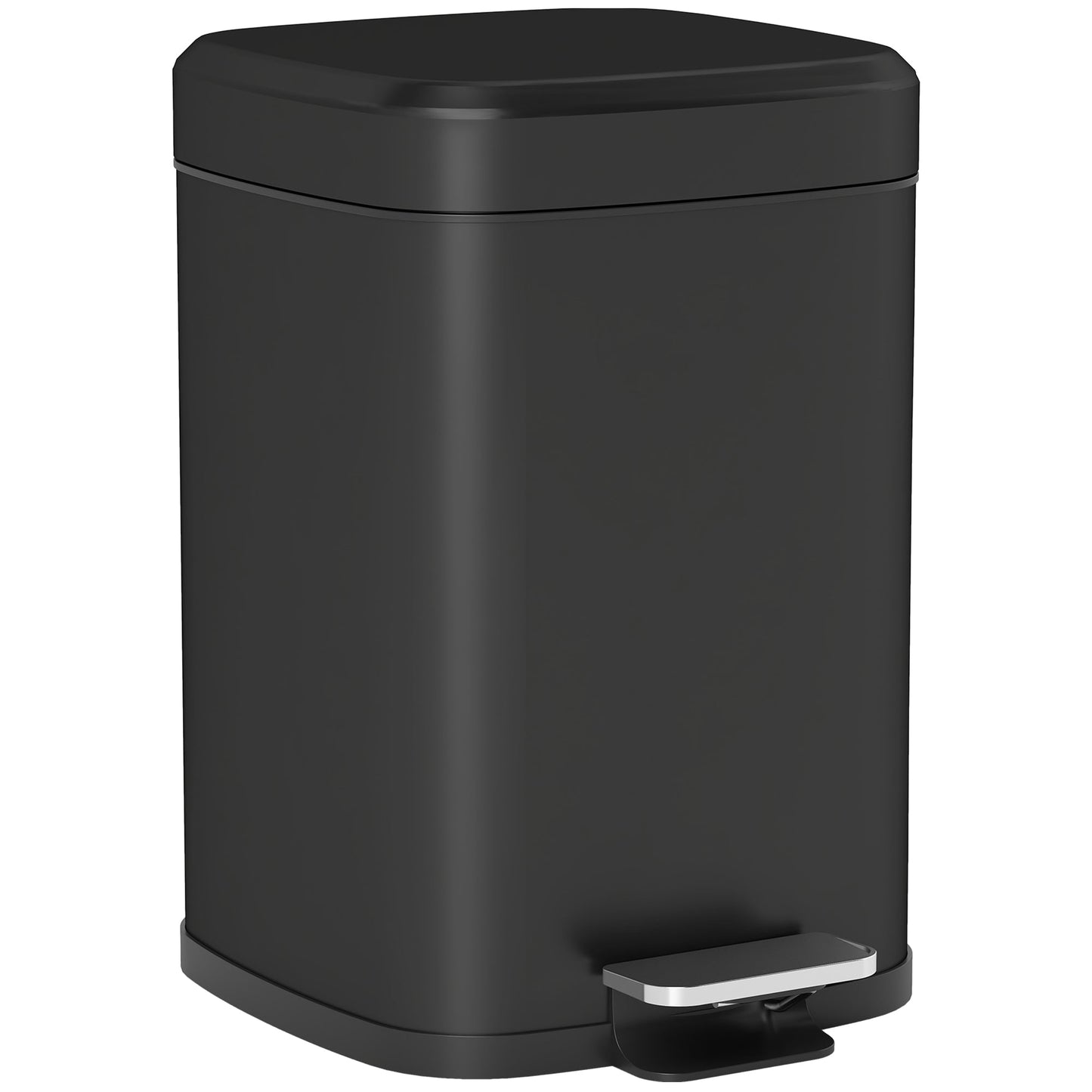 HOMCOM 12L Modern Boxy Metal Home Kitchen Bin - Black