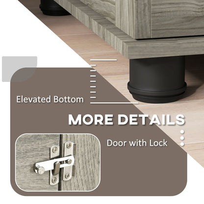 PawHut Indoor Dog Crate Furniture End Table with Soft Washable Cushion, Lockable Front Door, for Extra Large Dogs - Grey