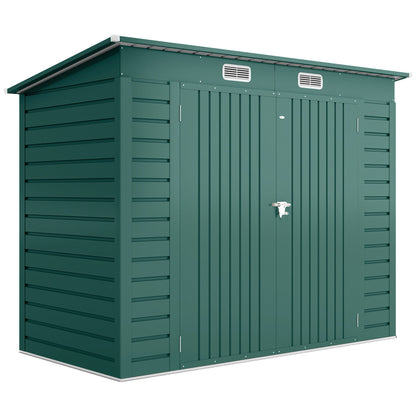 Outsunny 3.7 x 7.9ft Galvanised Steel Shed, with Latched Door and Padlock - Green