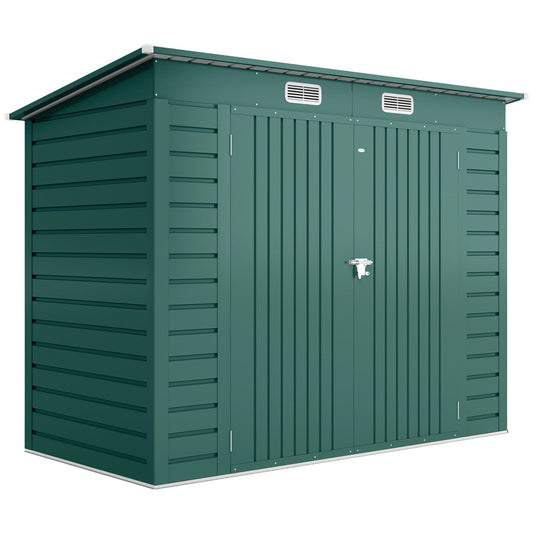 Outsunny 3.7 x 7.9ft Galvanised Steel Shed, with Latched Door and Padlock - Green