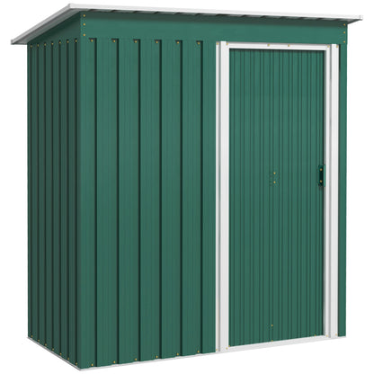 Outsunny 5 x 3ft Garden Storage Shed z przesuwanymi drzwiami i skośnym dachem Outdoor Equipment Tool, zielony