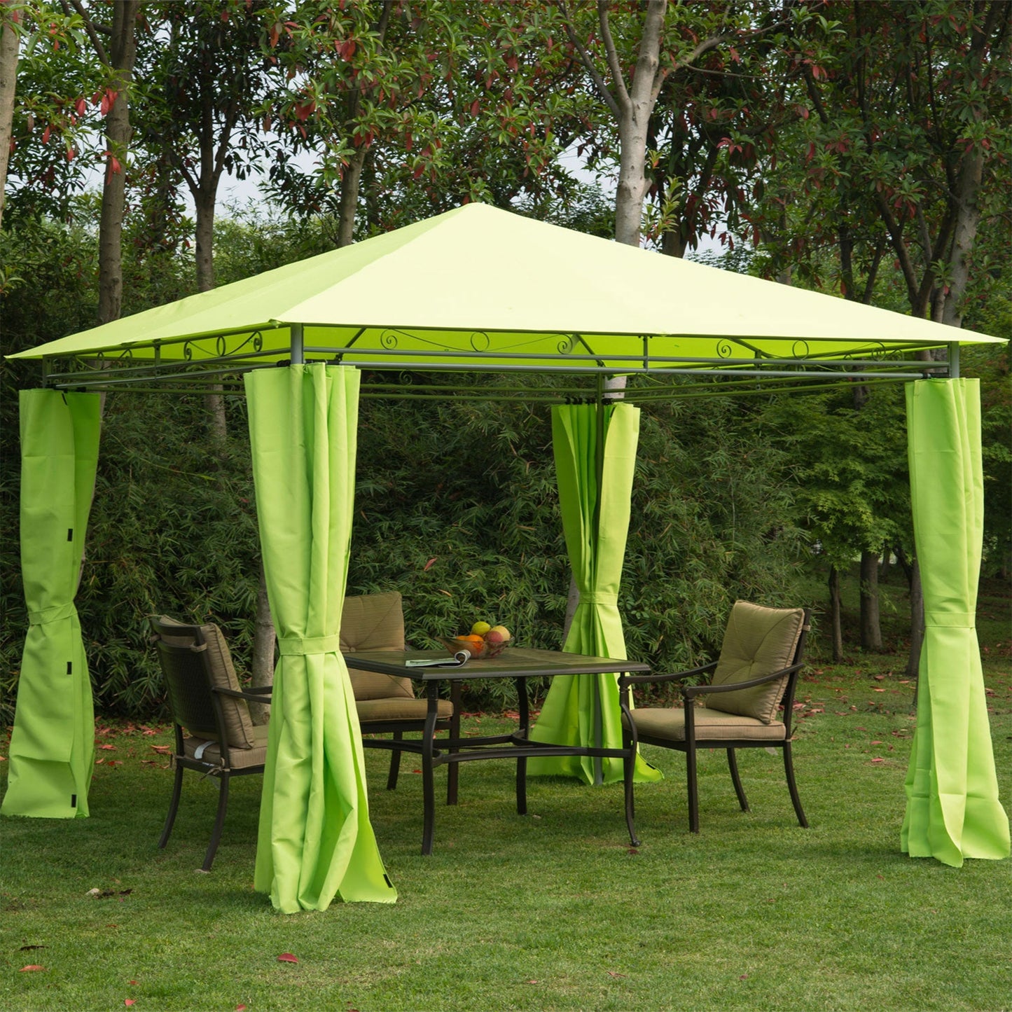 Outsunny 3m x3m Garden Metal Gazebo - ليمون أخضر