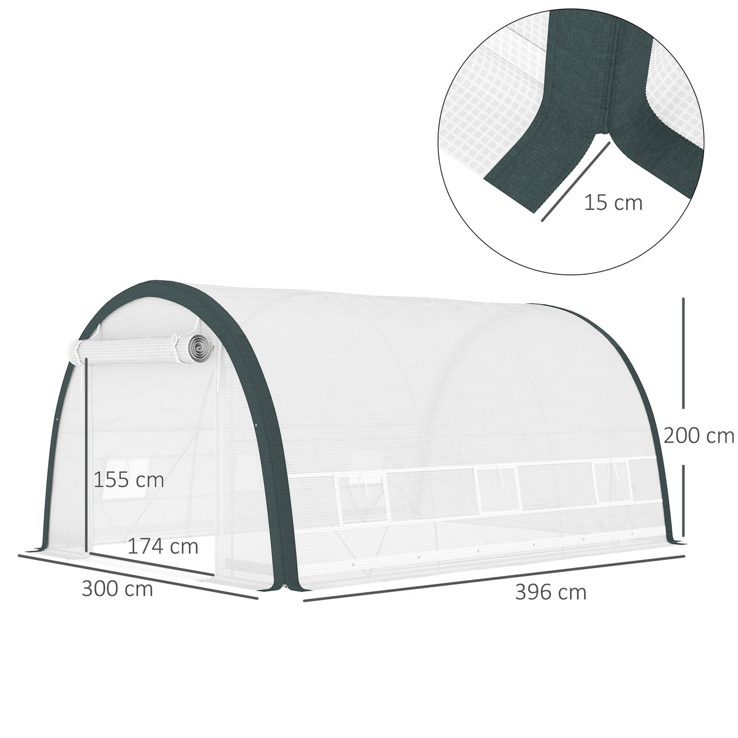 Szklarnia tunelowa Outsunny 4 x 3(m) z akcesoriami – biała