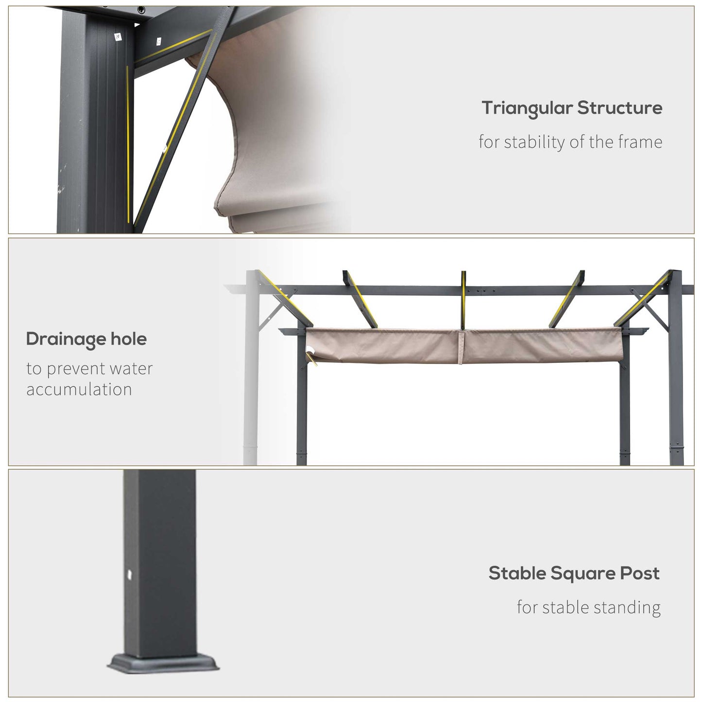 Outsunny 3 x 3(m) aluminiowa pergola markiza altana zewnętrzna osłona przeciwsłoneczna namiot imprezowy grill, brązowy