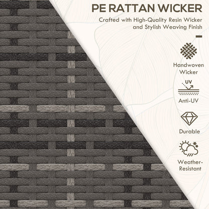 Outsunny 2 Seater Patio Rattan Chaise Lounge Sofa Set with Fabric Cushion, Grey and Brown