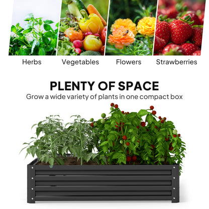 Outsunny 432L Square Raised Garden Bed Box with Weatherized Steel Frame for Vegetables, Flowers and Herbs, 120 x 120 x 30cm, Grey