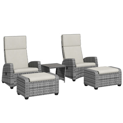 Outsunny 5-Piece Rattan Garden Furniture Set with Cushions - Grey
