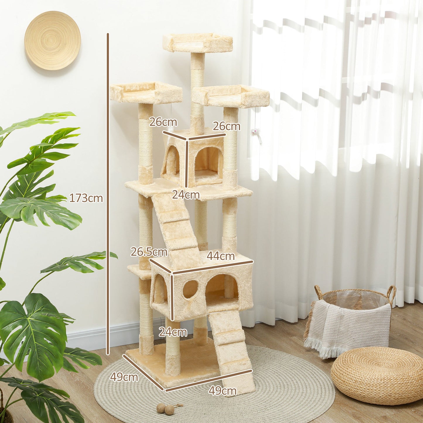 PawHut Cat Tree Scratching House, Activity Play Centre