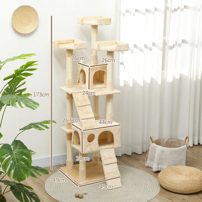 PawHut Cat Tree Scratching House, Activity Play Centre