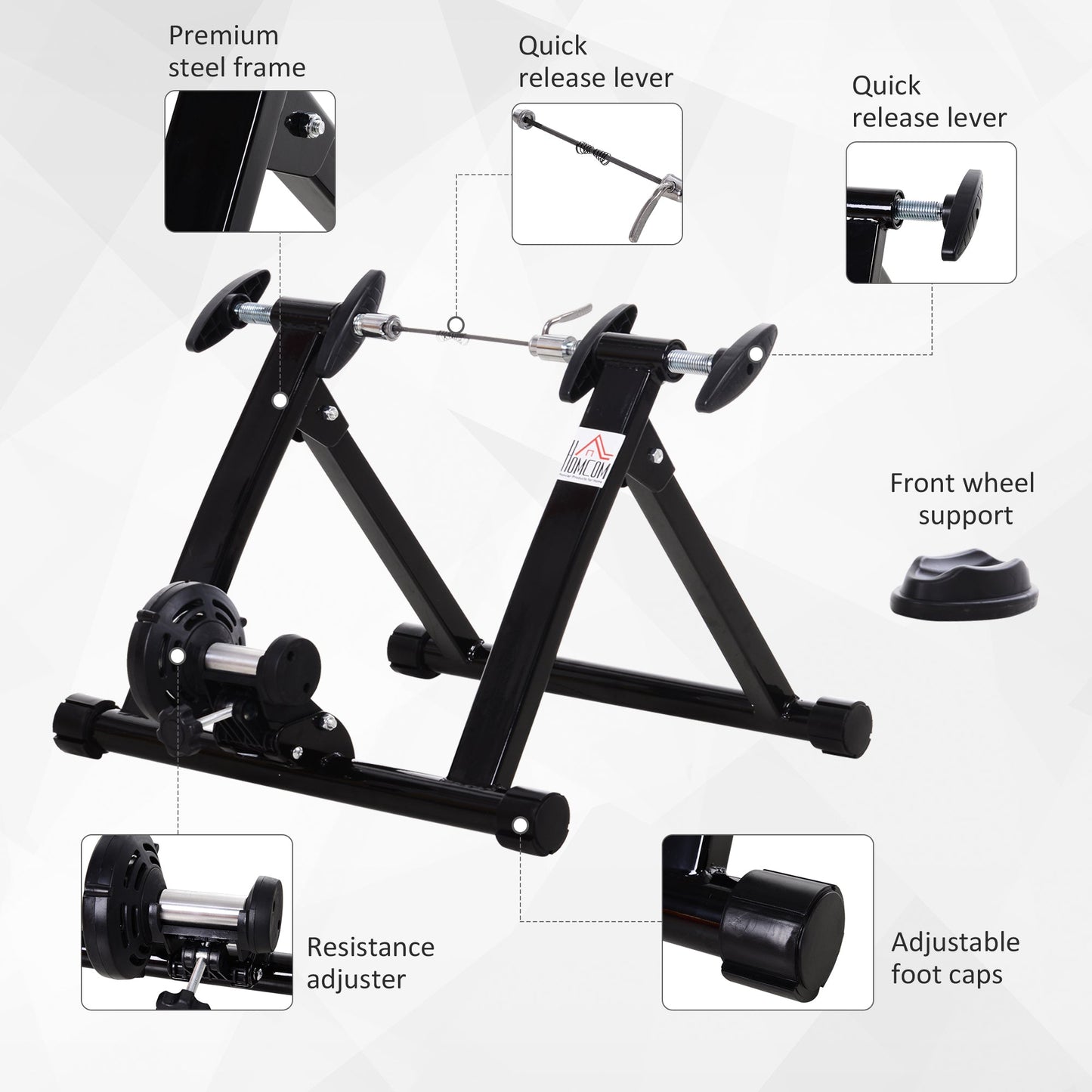 HOMCOM Turbo Trainer Magnetic Bike Trainer Indoor Exercise Bike Trainer Stand Magnetic Resistance Bicycle Training Stand for Mountain & Road Bikes 26'' to 28'' and 700C Wheels, Black