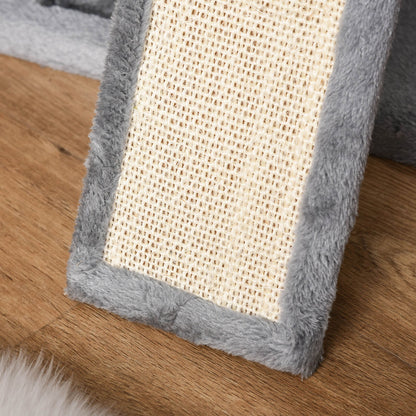 PawHut Cat Tree Tower for Indoor Cats, 111cm Kitten Activity Centre with Scratching Post Pad Hammock Condo Bed Ball Toy, Grey