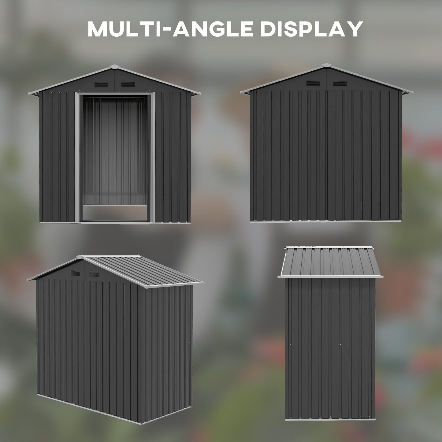 Outsunny 6.5x3.5ft Metal Garden Storage Shed for Outdoor Tool Storage with Double Sliding Doors and 4 Vents, Dark Grey