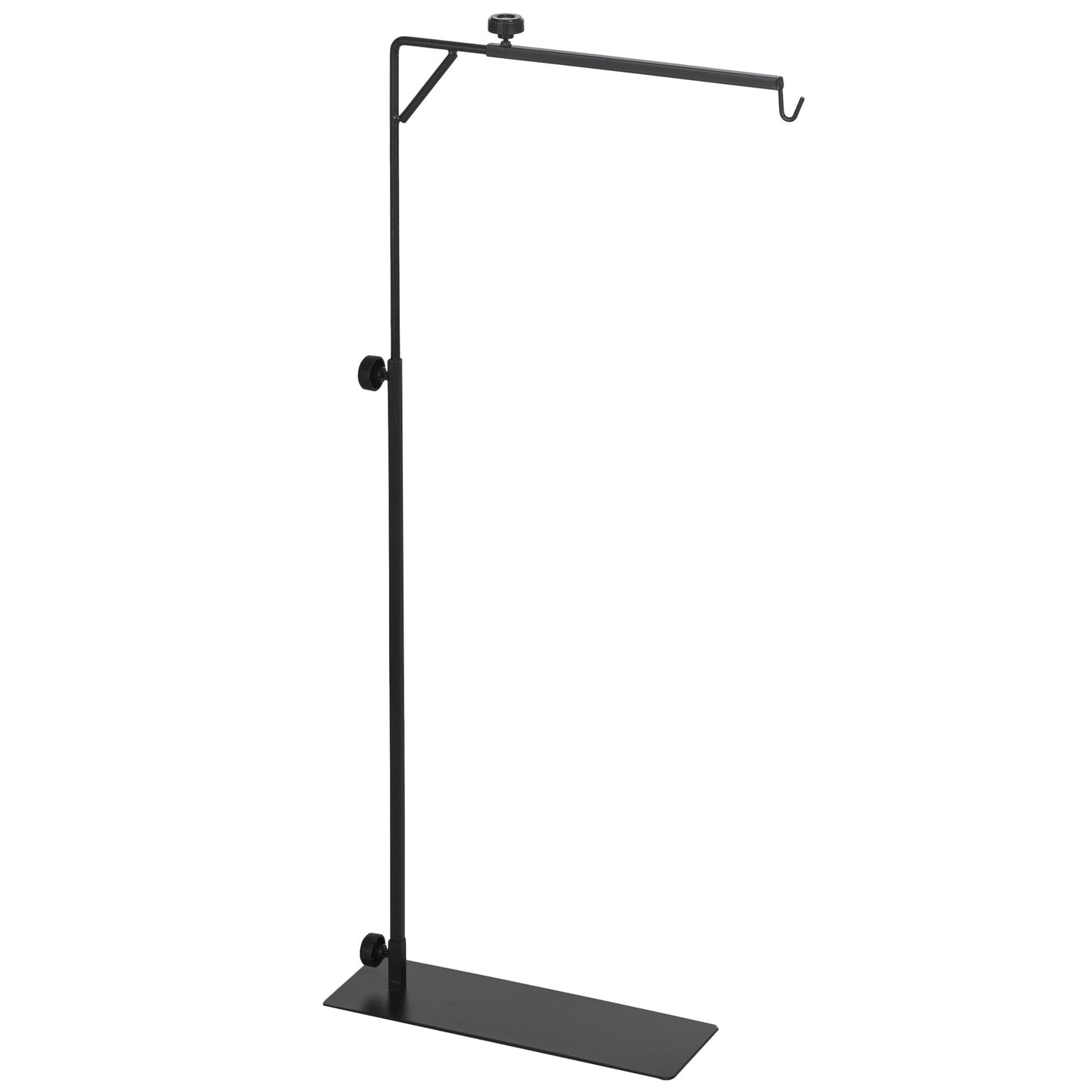 PawHut 86-129Hcm Adjustable Height and Length Reptile Lamp Stand Holder with Hook Hanging, Base - Black