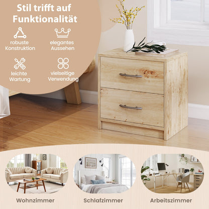 2 Drawer Nightstand with Storage for Living Room-Oak