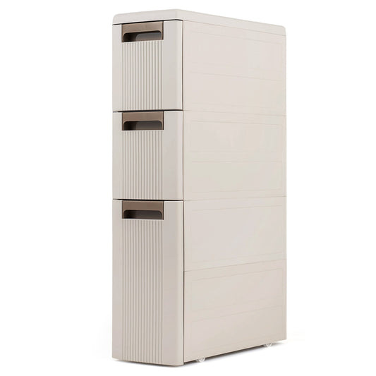 Narrow Storage Cabinet with 3 Drawers and Wheels