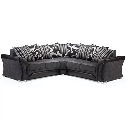 Ferol Fabric Larger Corner Sofa - Black/Grey