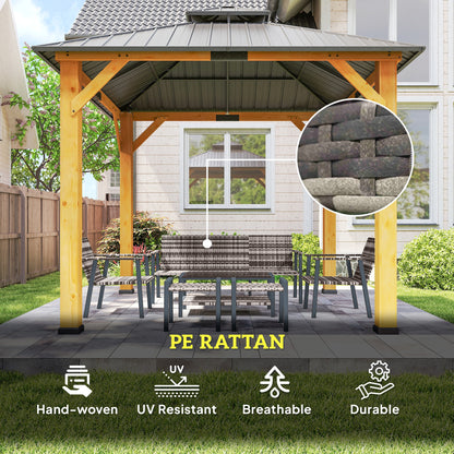 Sześcioczęściowy zestaw wypoczynkowy Outsunny z rattanu do ogrodu – szary