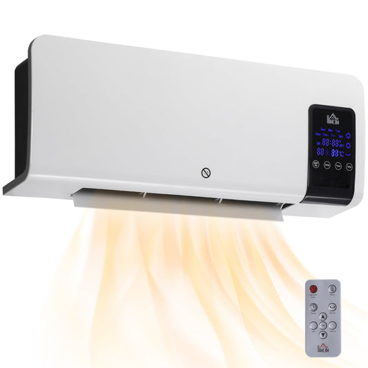 HOMCOM 2kW Wall-Mounted Heater, 18-45¡C Temperature - White