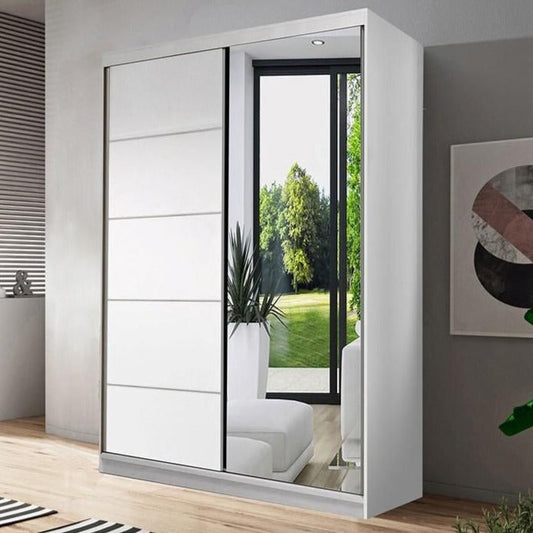 Pleasant 05 Sliding Door Wardrobe 120cm in White Matt