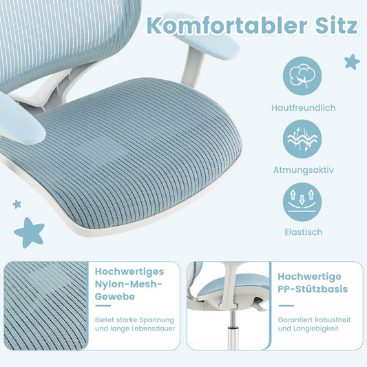 Swivel Mesh Children Computer Chair with Adjustable Height-Blue