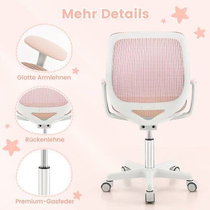 Swivel Mesh Children Computer Chair with Adjustable Height-Pink