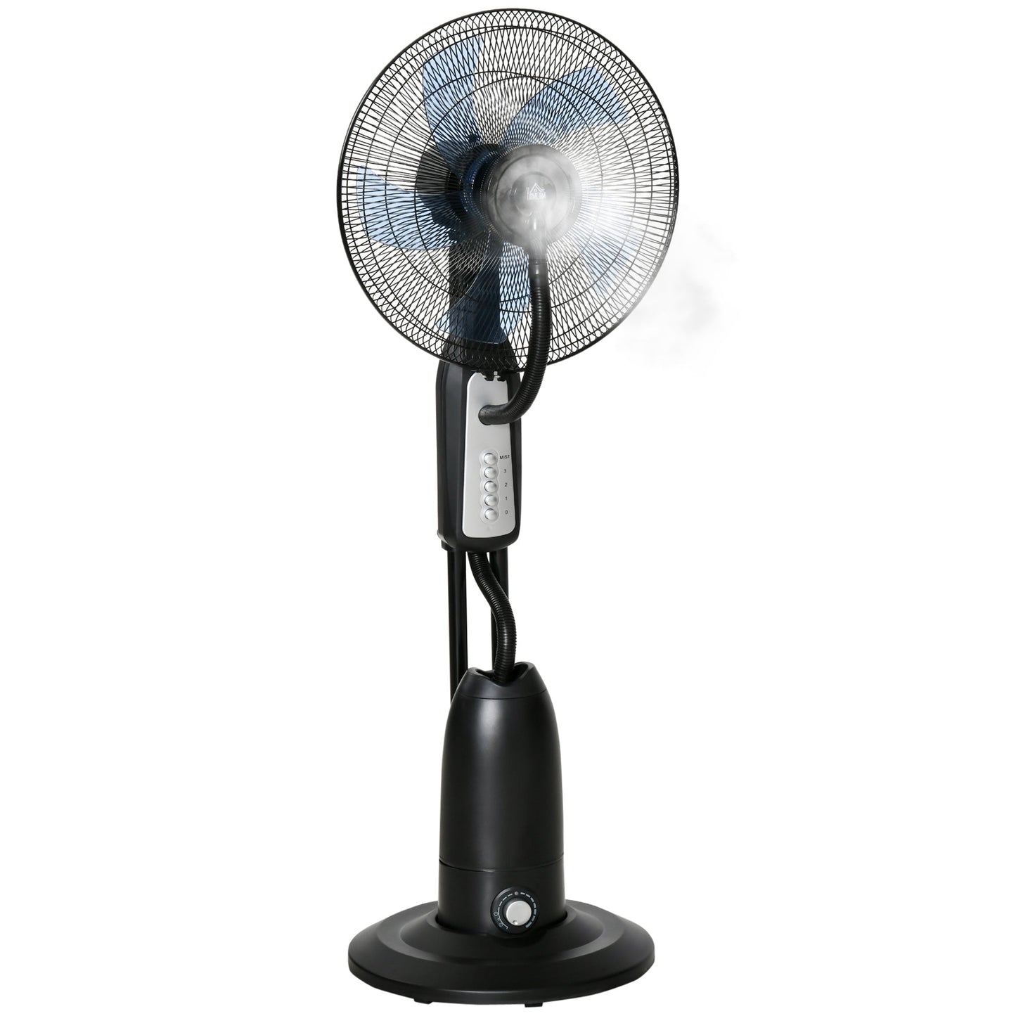 Wentylator stojący HOMCOM 18" z rozpylaczem mgiełki wodnej, wentylator stojący, nawilżacz powietrza z 3 prędkościami, zbiornik na wodę 2,8 l, czarny