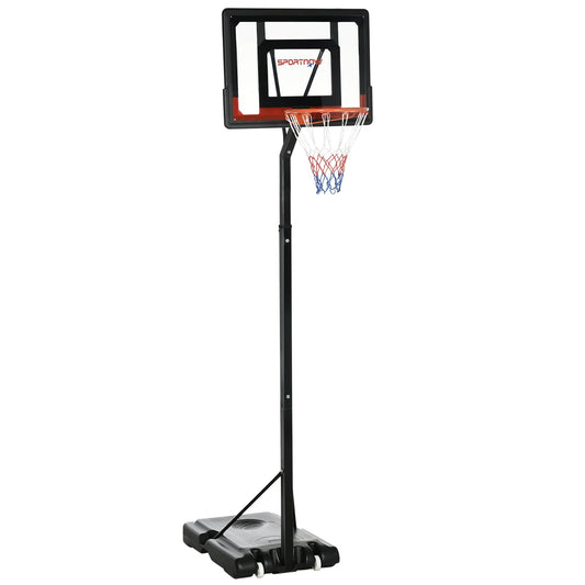 SPORTNOW 2.6-3.1m Adjustable Basketball Hoop and Basketball Stand w/ Backboard and Weighted Base, Portable on Wheels, Black